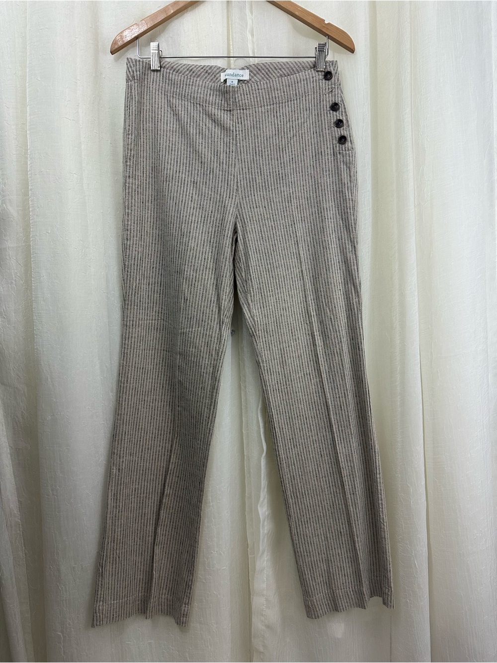 Sundance Women’s Striped Wide Leg Linen Blend Pants Sailor Sz 8